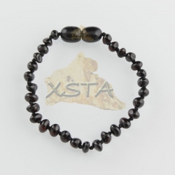 Amber teething bracelet baroque black polished